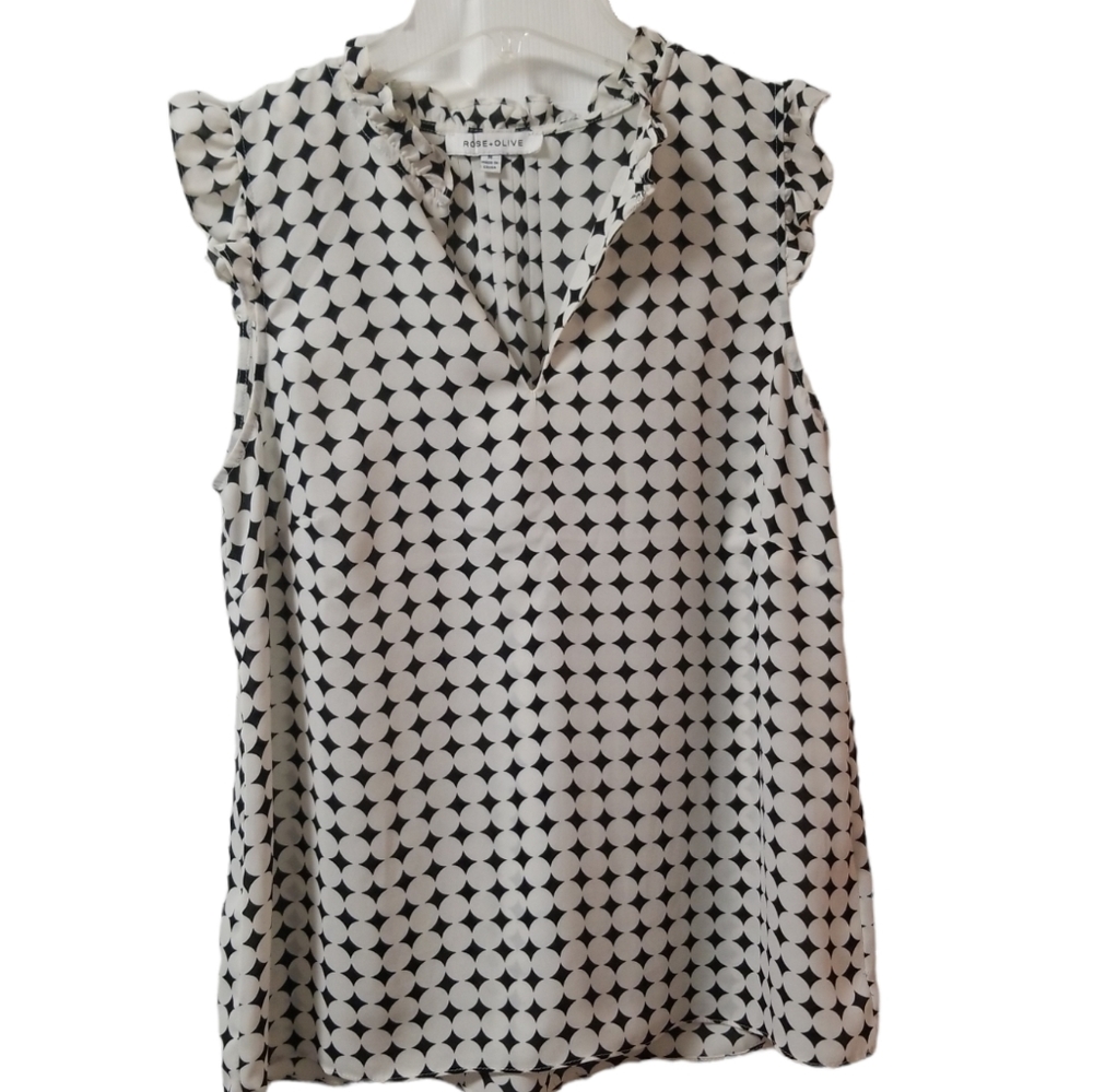 Rose&Olive Black/White Women's Blouse M